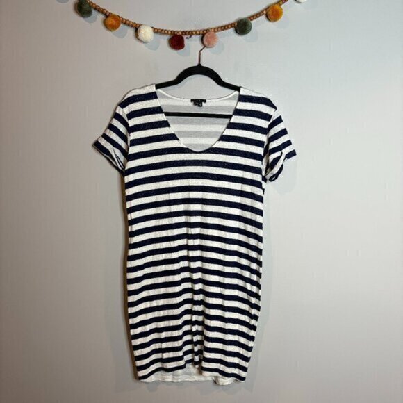 Theory lined linen striped shift dress - Picture 1 of 5